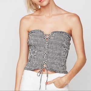 NWOT Express Strapless Gingham Lace-Up Tube Top